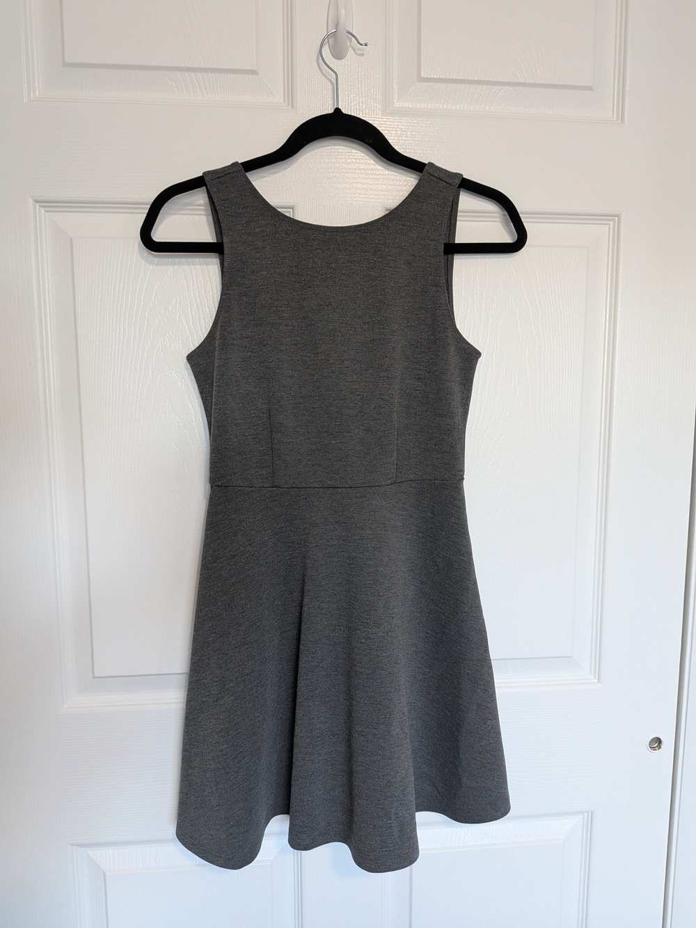 Forever 21 Deep V Open Back Skater Mini Dress Heather Gray - Size M
